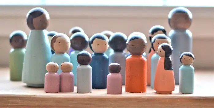 Wooden figures representing relationships and family