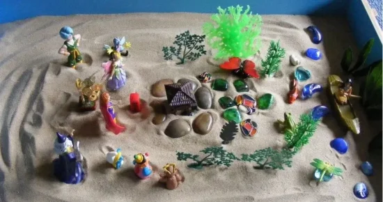 Sand tray therapy materials for children